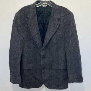 Men's 40R New England collection Grey Herringbone Blazer 100% pure wool jacket
